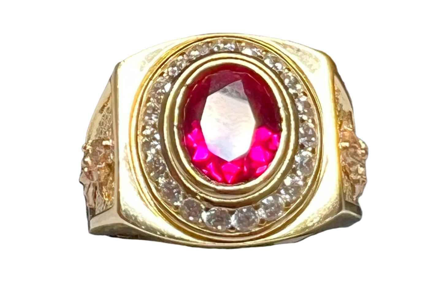 0011- NEW 14K Yellow Gold Ring With Red Stone (W.G)