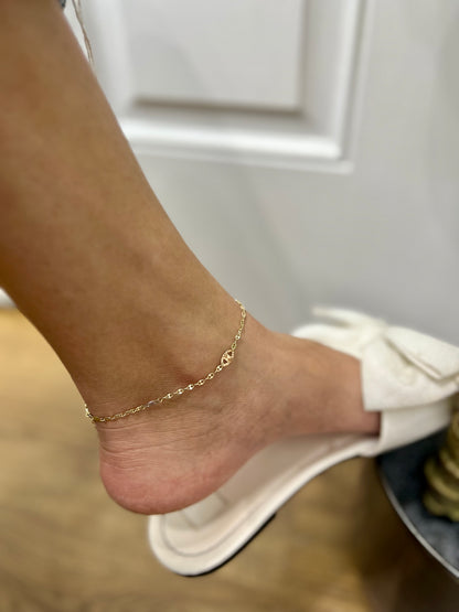 1158- NEW 14K Valentino Oval Anklet Bracelet W.G