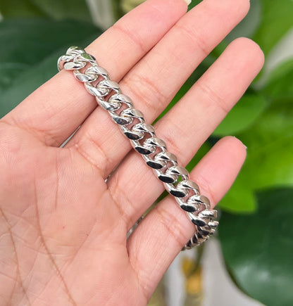 S482- NEW .925 Sterling Silver Solid Miami Cuban Bracelet 8” W.G