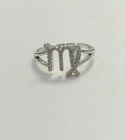 S633- NEW .925 Sterling Silver Zodiac Scorpio Cz Ring W.G