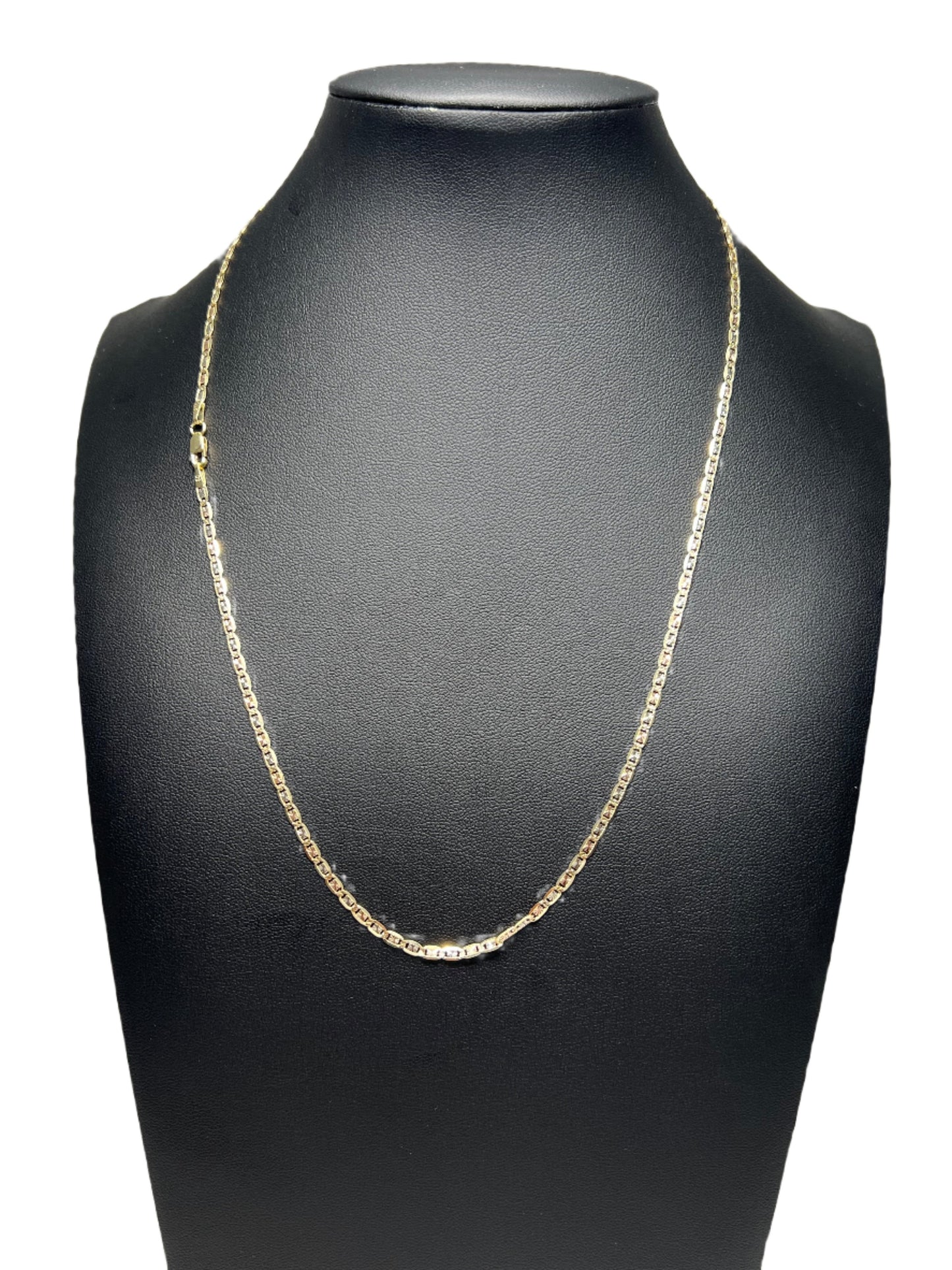 0025- NEW 14K Tri Tone Valentino Chain Necklace (2.69mm) W.G