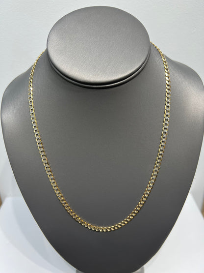 1263- 10K Solid Flat Cuban Curb Two Tone Chain (4.7mm) W.G