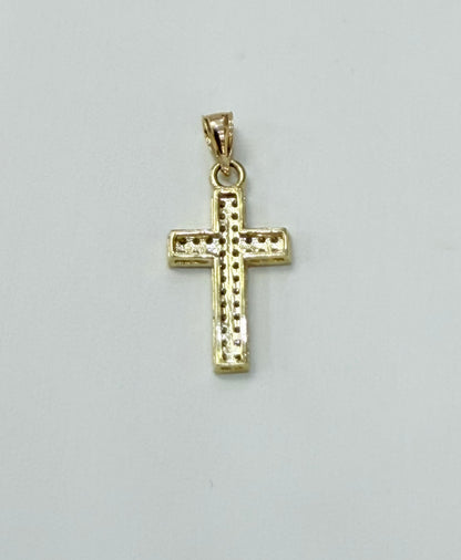 1733- NEW 10K Cz Cross Pendant W.G
