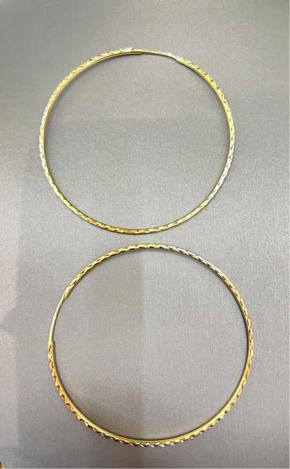 649- NEW 14K Thin Hoop Earrings (60x1.5mm) W.G