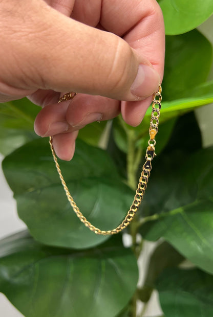 1321- NEW 10K Hollow Cuban Curb Two Tone Anklet (4.5mm) W.G