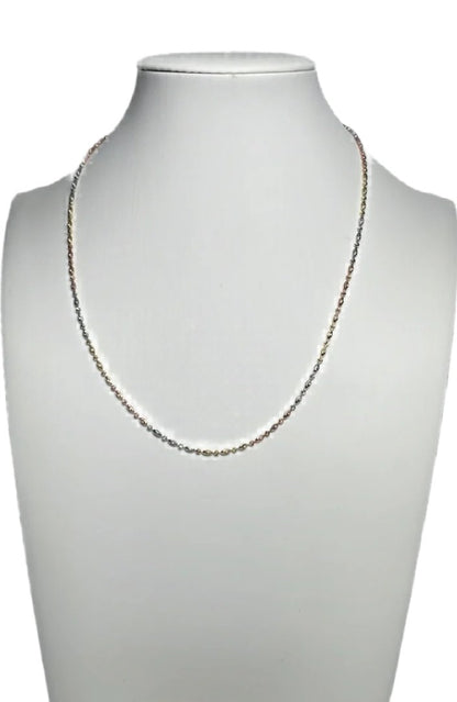 0095- NEW 14K Oval and Bead Chain in 14K (1.95mm) W.G