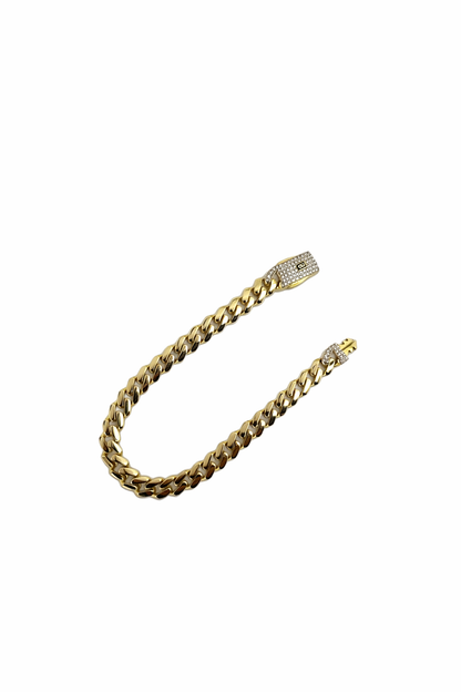 1028- NEW 14k Hollow Cuban Monaci Bracelet 7" (6mm) W.G