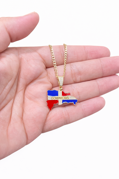 1359- NEW 14K Dominican Republic Map Pendant W.G