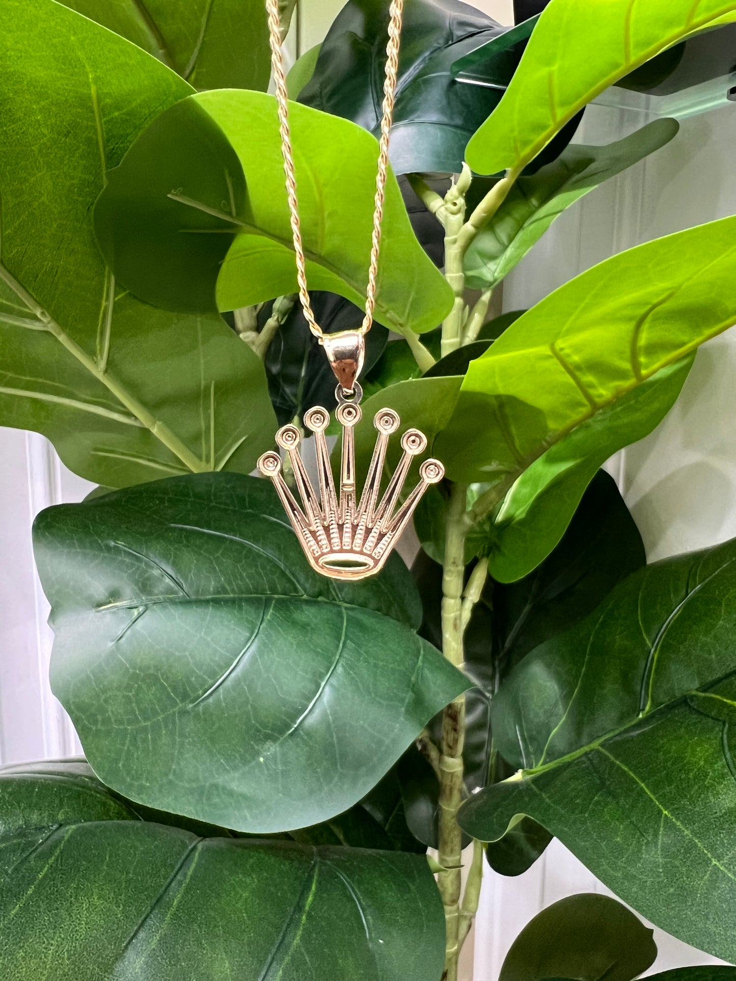 1317- NEW 10K Rolex Crown Gold Pendant W.G