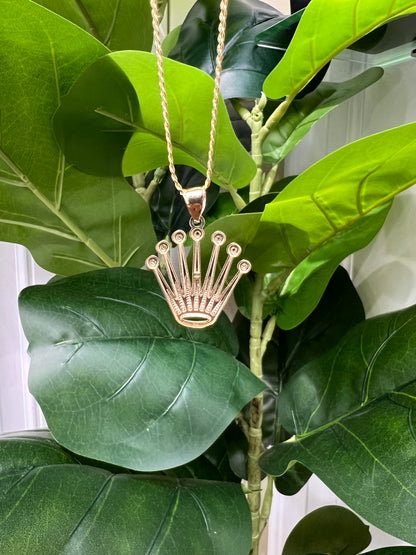 1317- NEW 10K Rolex Crown Gold Pendant W.G