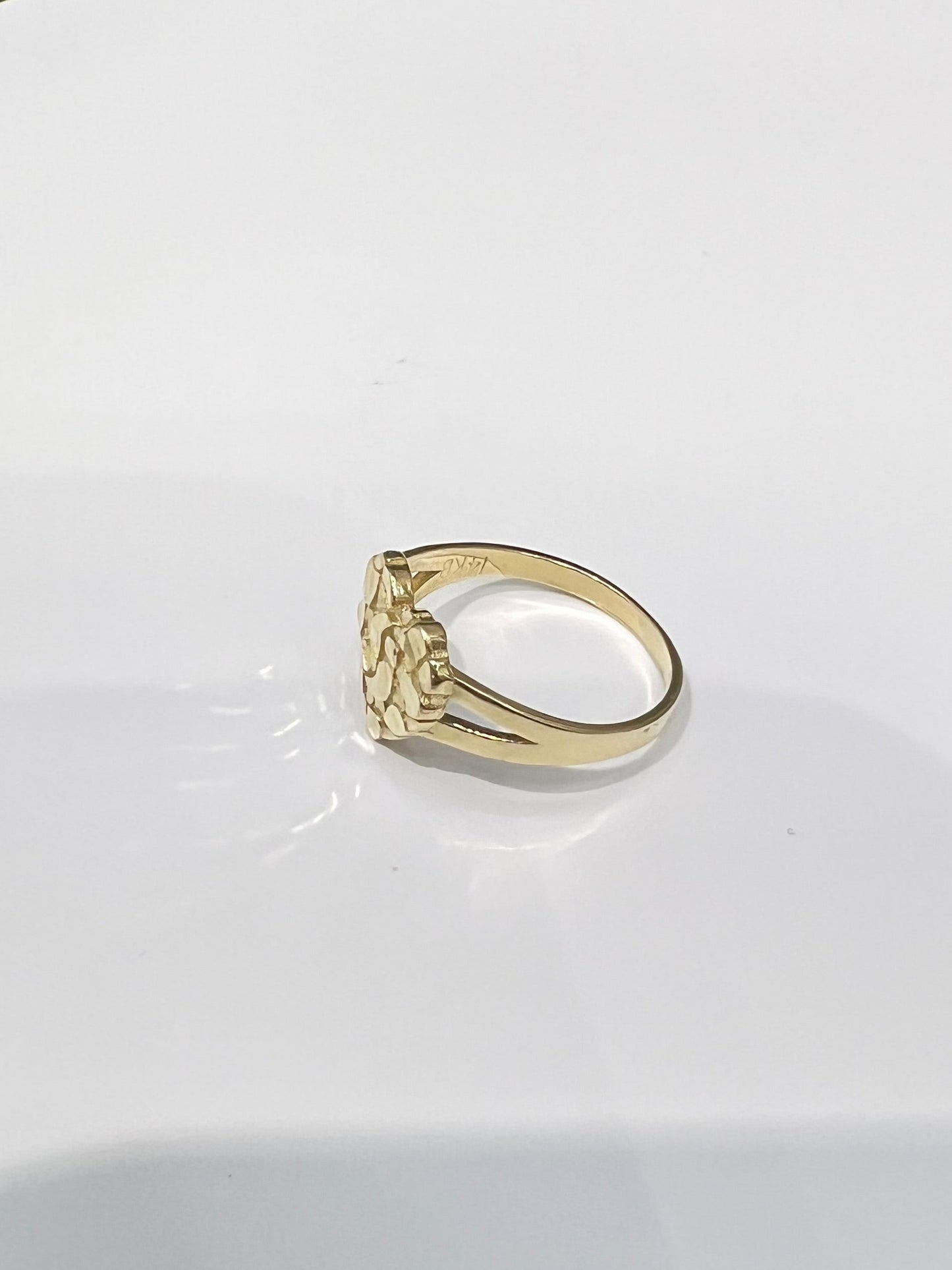1277- NEW 14K Small Heart Nugget Ring W.G