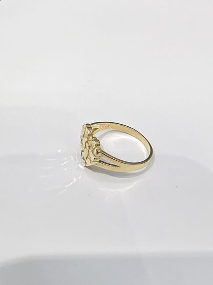 1277- NEW 14K Small Heart Nugget Ring W.G