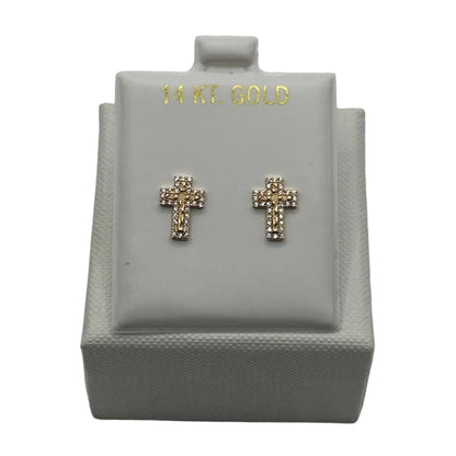 606- 14K Small Cross Stud Earrings