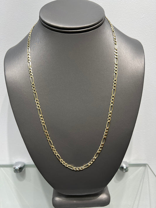 1255- NEW 14K Solid Figaro Chain 22" (4mm) W.G