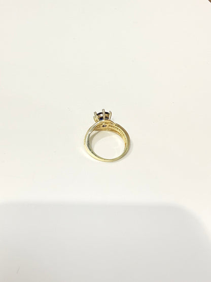 1524- NEW 10K Gold Round Sapphire Fashion Ring W.G