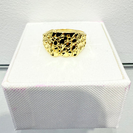 1050-14K Full Nugget Square Ring Unisex (W.G)