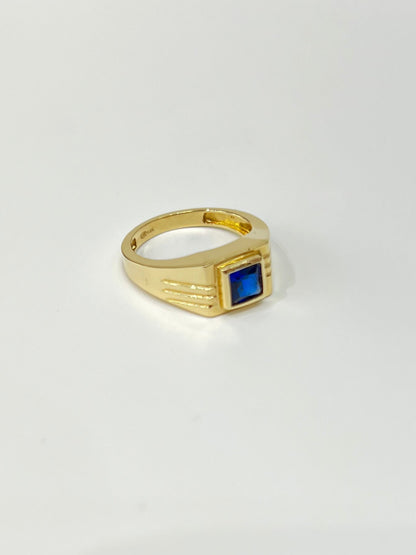 873- NEW 14K Blue Square Kid's Ring (W.G)