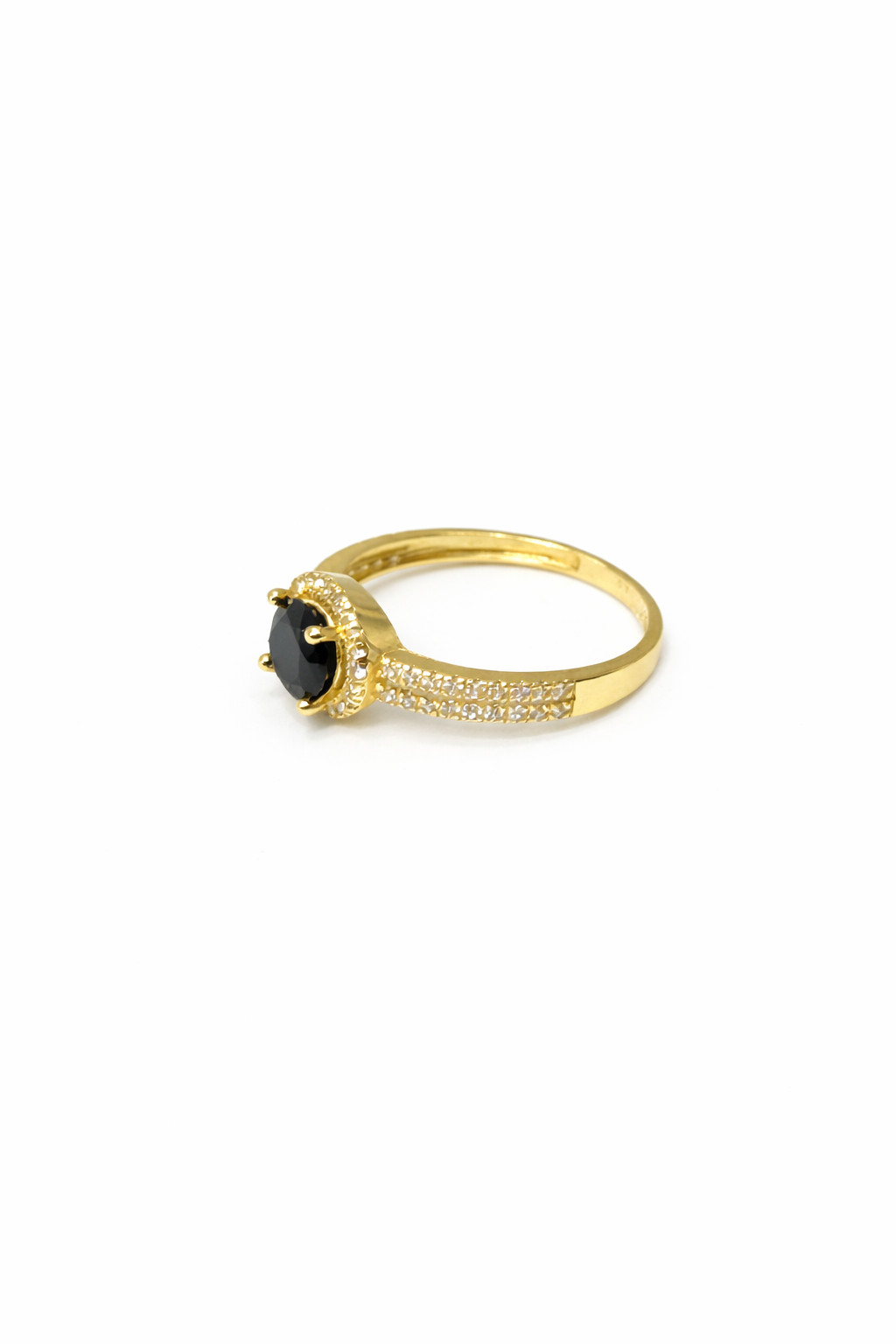 1599- NEW 14K Round Black Cz Stone Gold Ring W.G