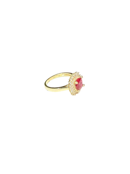 1527- NEW 10K Red Stone Fashion Ring W.G