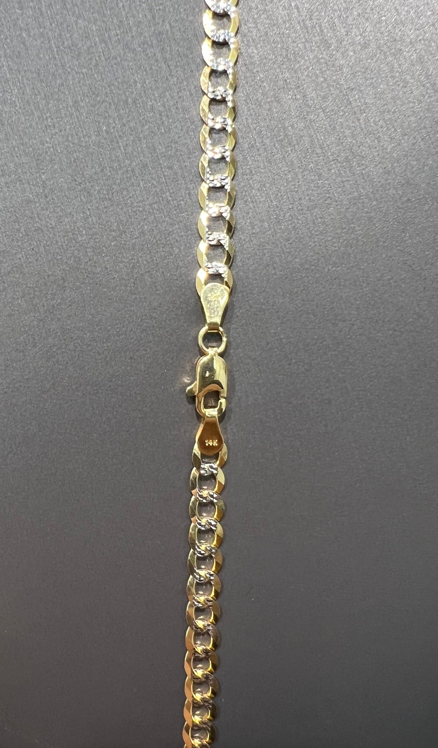 1249- NEW 14K Solid Flat Cuban Curb Link Two Tone 22" (4.7mm) W.G