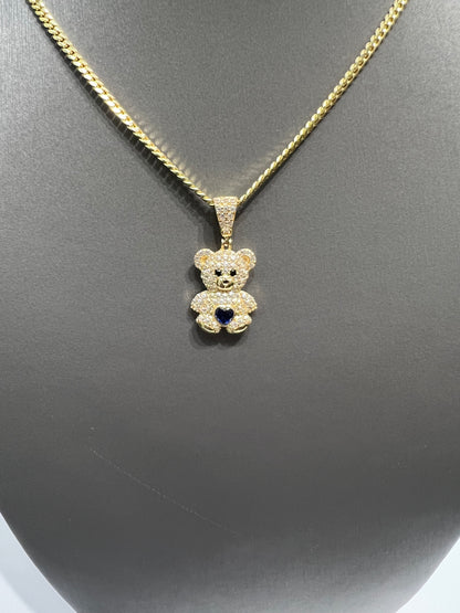 1215- NEW 14K Teddy Bear Gold Pendant W.G