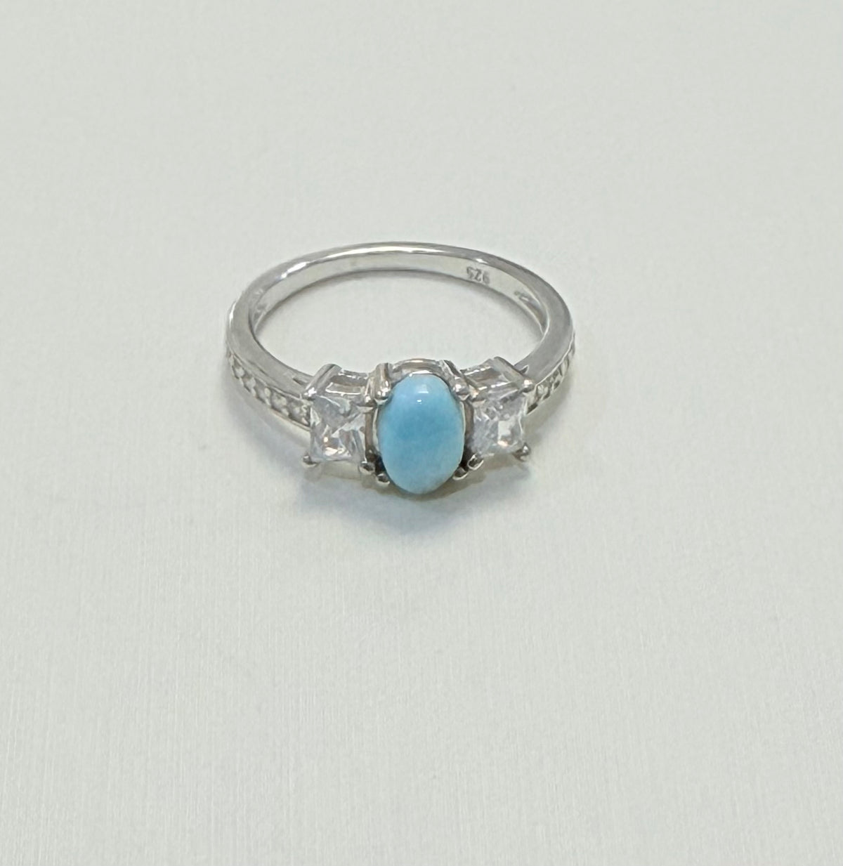 S900- .925 Silver Larimar Oval Ring W.G