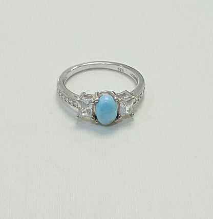 S900- .925 Silver Larimar Oval Ring W.G