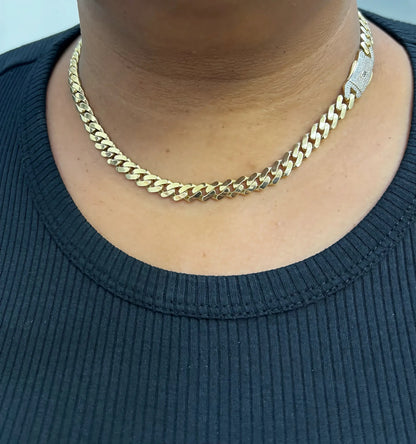 1606- NEW 14K Hollow Cuban Monaci Chain 18" (8mm)W.G