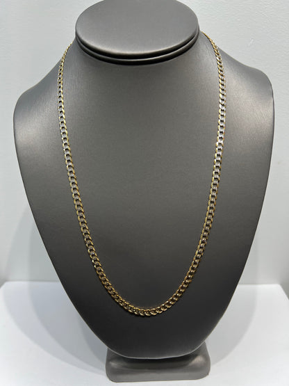 1249- NEW 14K Solid Flat Cuban Curb Link Two Tone 22" (4.7mm) W.G