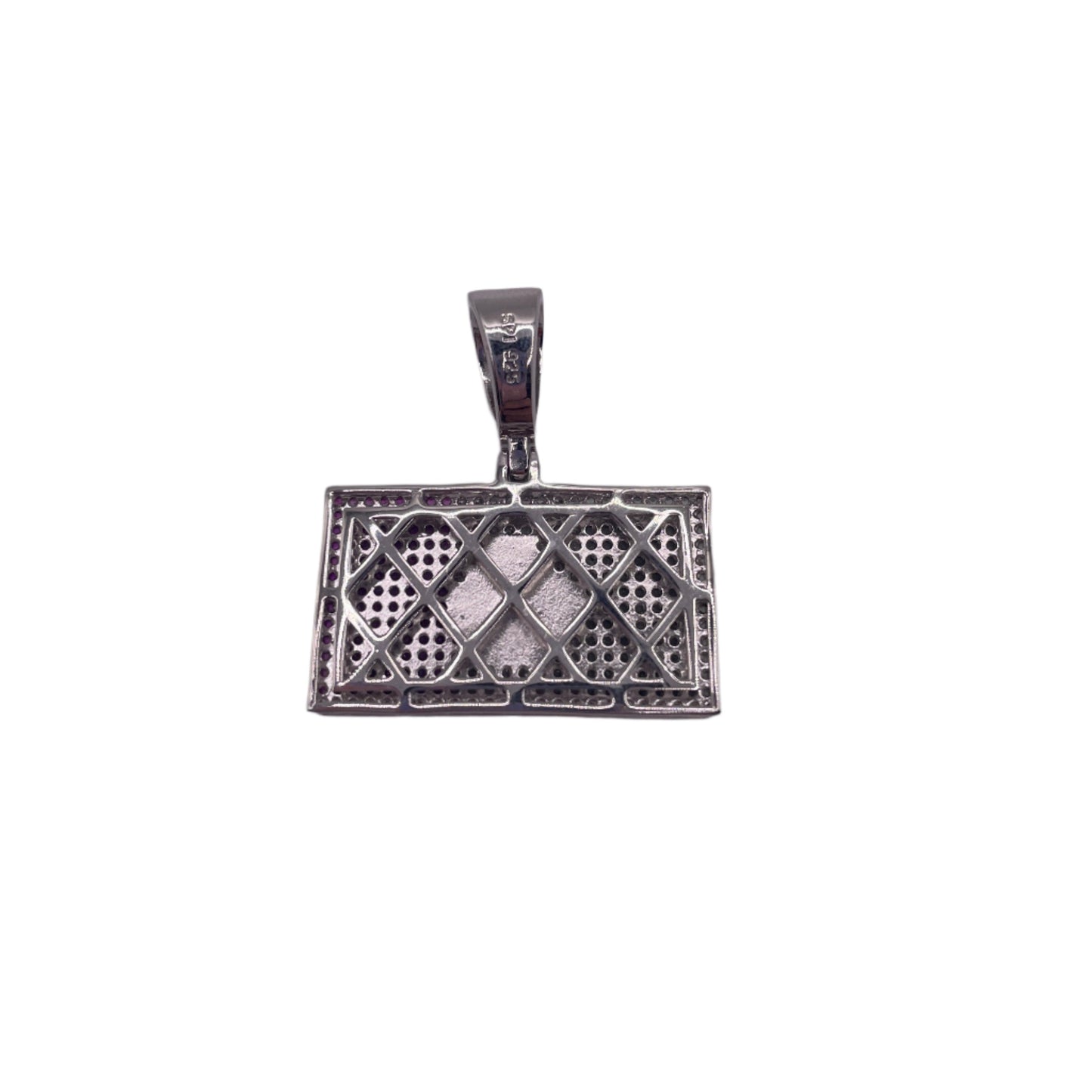 S634- NEW Square Mexican Flag Pendant (4.5cmx 4.4cm) W.G