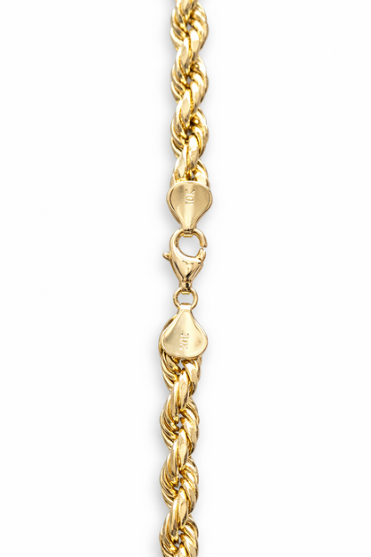 1553- NEW 10K Hollow Rope Chain 26” (5.2mm) W.G