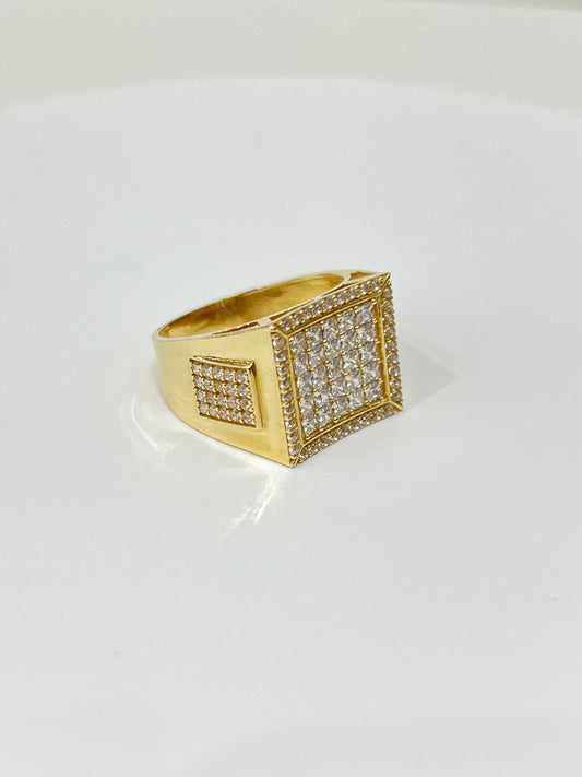 1035-NEW 14K Square Full Cz Men's Ring (W.G)