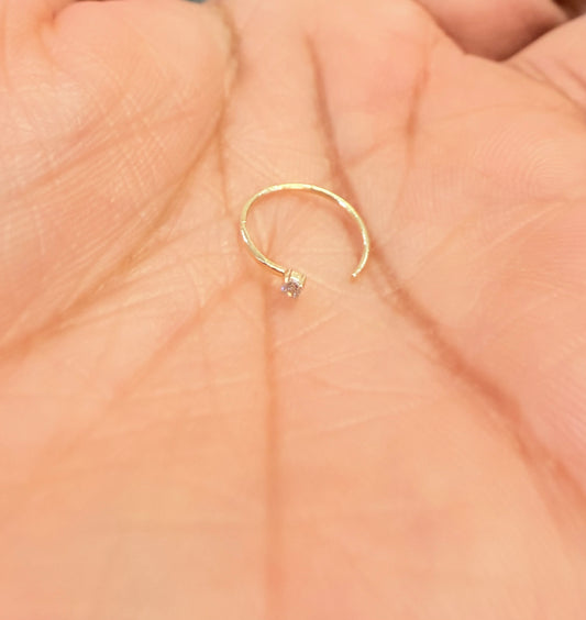 1694- 14K Round Nose Jewelry w/ Cz W.G