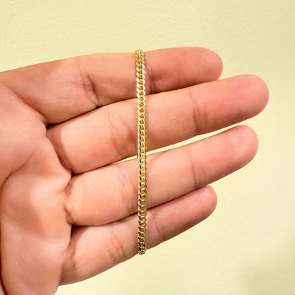 1169- NEW 14K Solid Miami Cuban Bracelet (3.3mm) 7" W.G