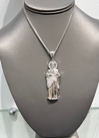 S266-NEW .925 Sterling Silver St. Jude Medium Pendant W.G