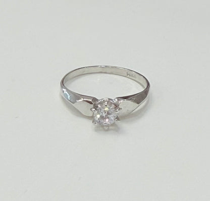 1017- 14K White Gold Solitaire Cz Ring (W.G)