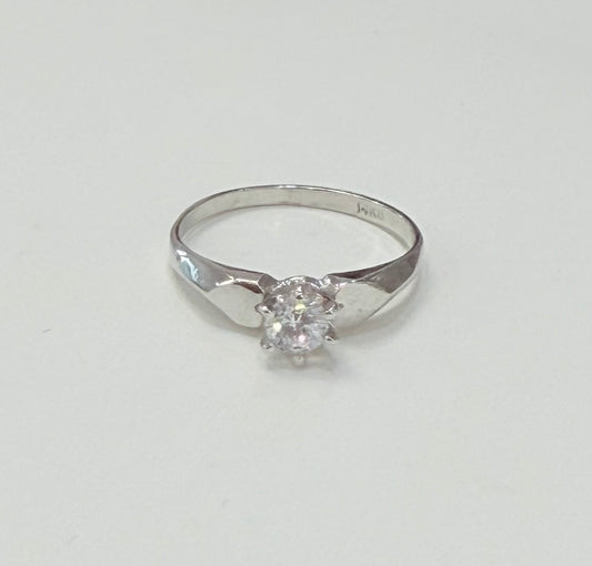 1017- 14K White Gold Solitaire Cz Ring (W.G)