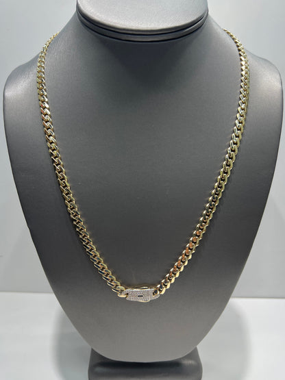 1660- NEW 14K Hollow Cuban Monaci Chain 22" (6mm) W.G