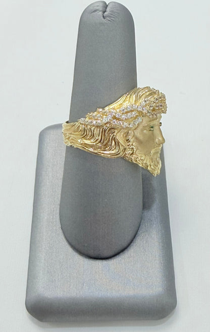 1834- NEW 14K Jesus 3D Face Fashion Ring W.G