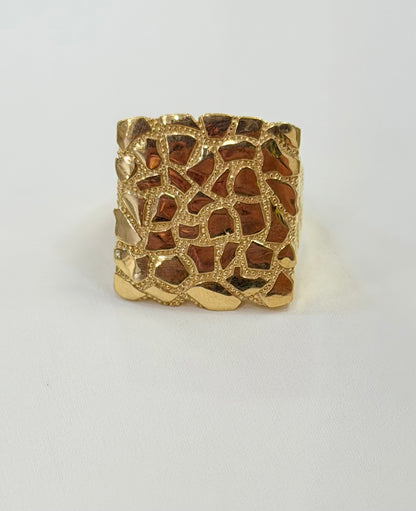 1698- NEW 10K Square Nugget Men Ring W.G
