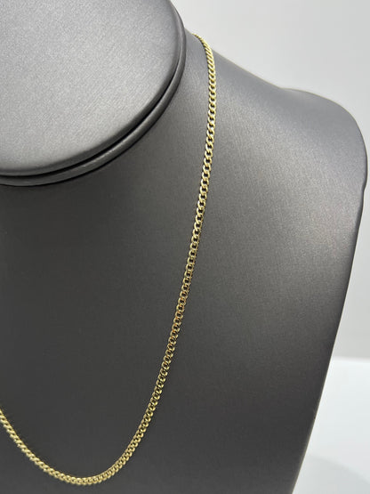 1469- NEW 14K Hollow Cuban Link Chain 18" (2.5mm) W.G
