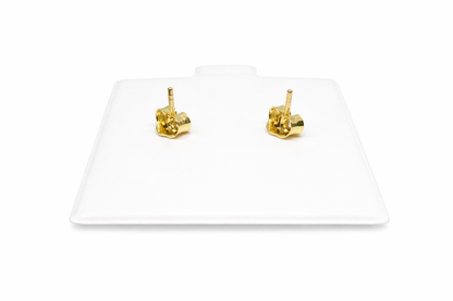 1151- NEW 14K Trebol Gold Stud Earrings W.G