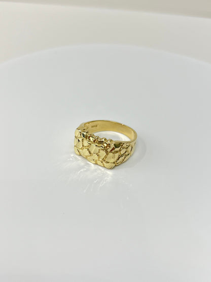 1198- NEW 14K Nugget Square Fashion Ring W.G