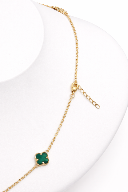 1610- NEW 14K Green Trebol Necklace 19"+ 1" ext (8mm)W.G