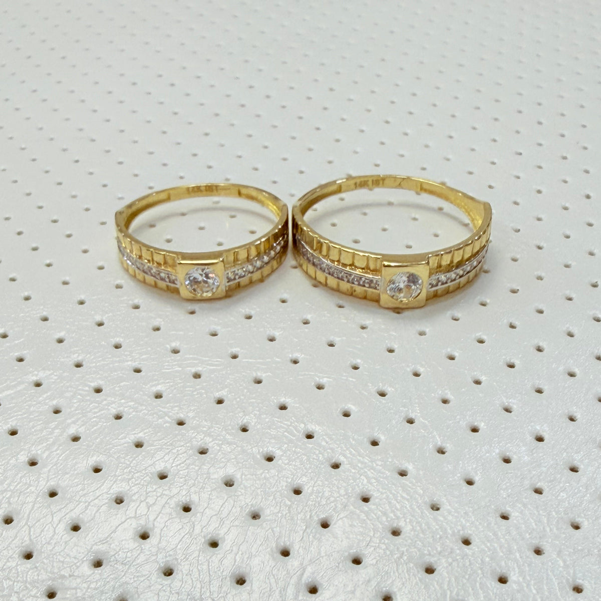 1809- NEW 14K Gold Wedding Rings Trio W.G