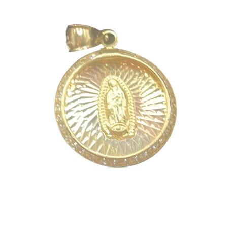 00199- Colgante religioso de doble cara de oro amarillo de 14 quilates