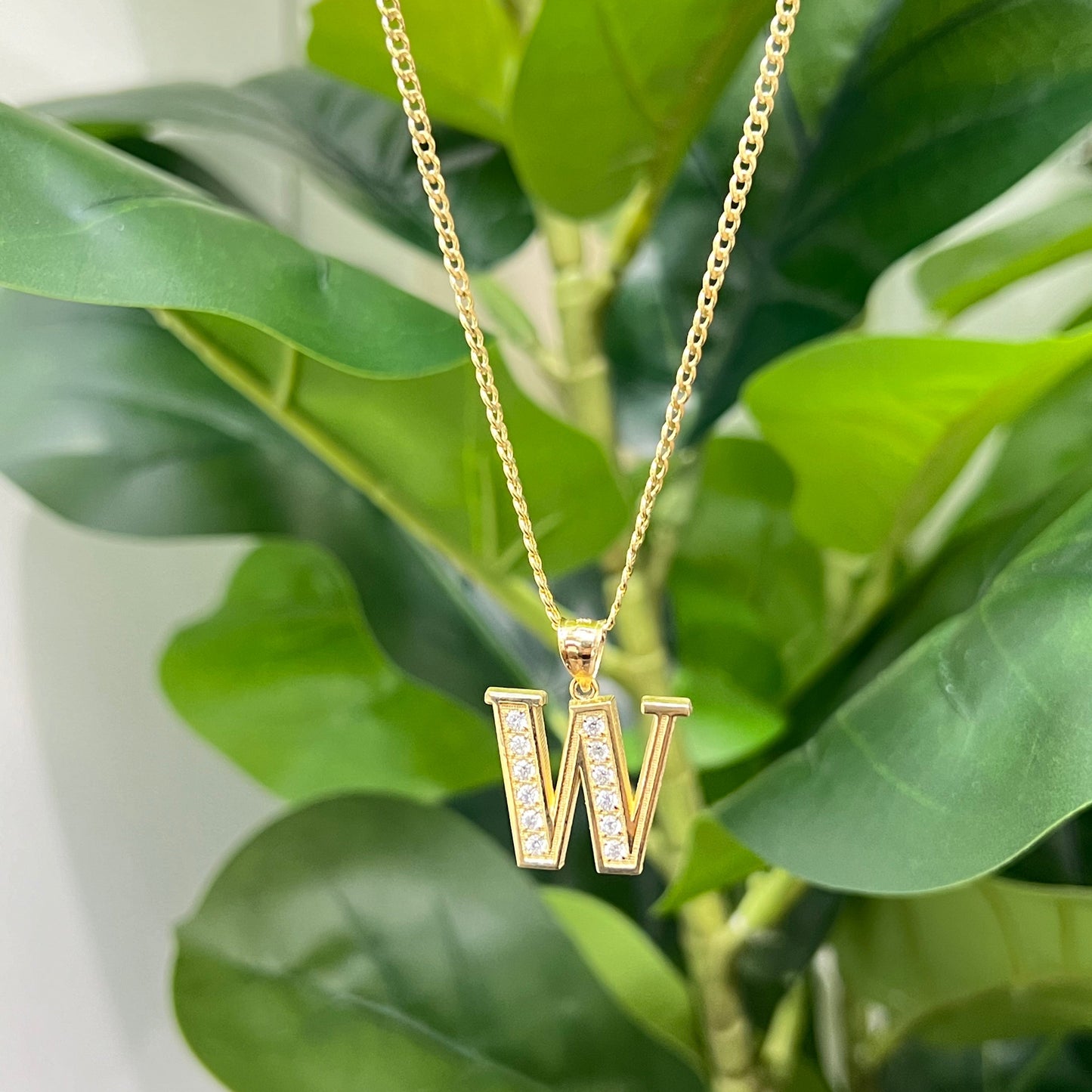 00137- NEW 14K Gold Letter “W” Pendant - (20x17mm) W.G