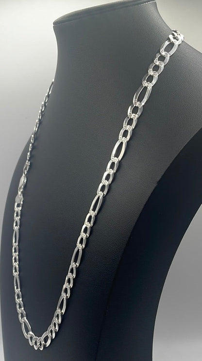 S001- 925 Italian Sterling Silver Figaro Chain 24” 39.98g