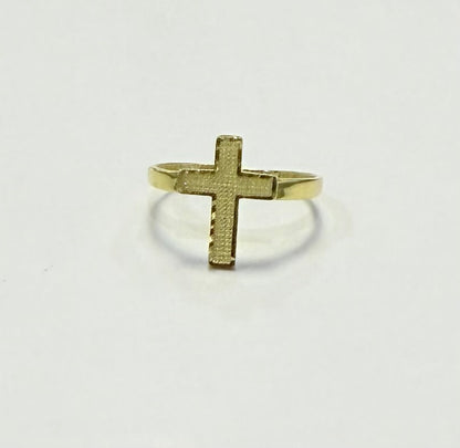 1703- NEW 10K Gold Cross Women’s Ring W.G