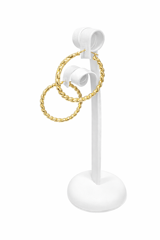 1556- NEW 10K Rope Twist Hoop Earrings (36.9x3.6mm) W.G